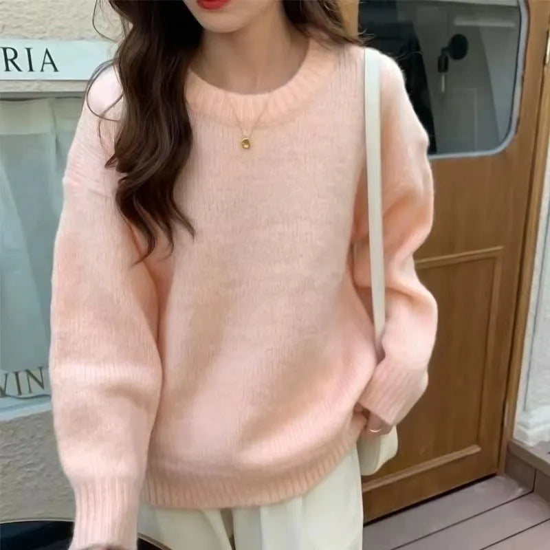 Candy colour pullover sweater in loose fit acrylic spandex, free size, shown in eight colour options