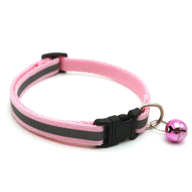 Reflective patch bell cat collar PVC PP adjustable 19-32cm width 1.0cm weight 10g colour options
