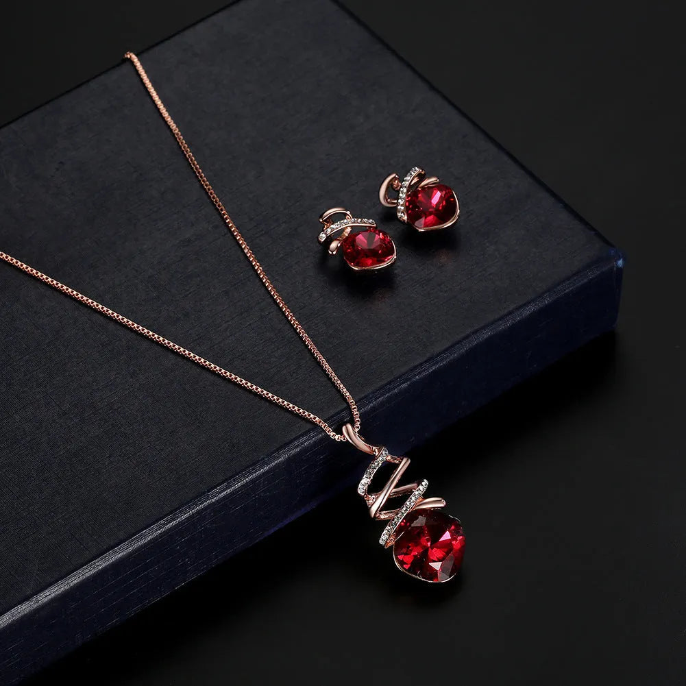 Women's alloy bridal jewelry set with adjustable necklace and matching earrings in colour 61172321