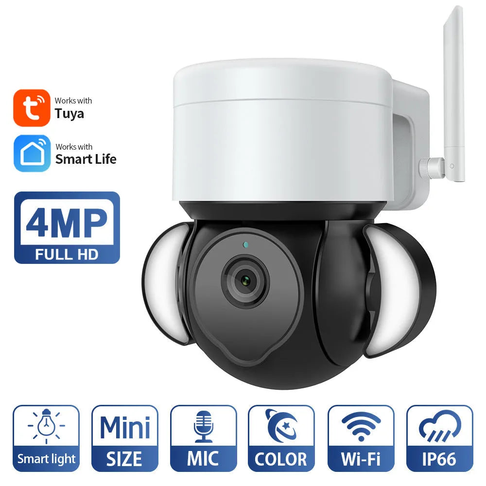 Graffiti 4G outdoor surveillance camera 2 inch ABS plastic 12V with night vision and floodlight