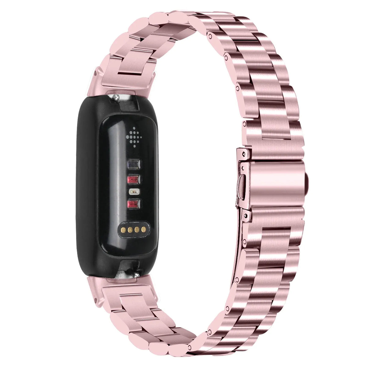 Stainless steel Apple Watch strap for Inspire 3 with three-bead design in multiple colour options