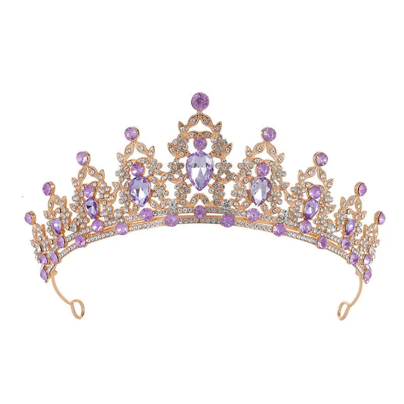 Baroque style bride headdress crown with rhinestone detailing in alloy metal