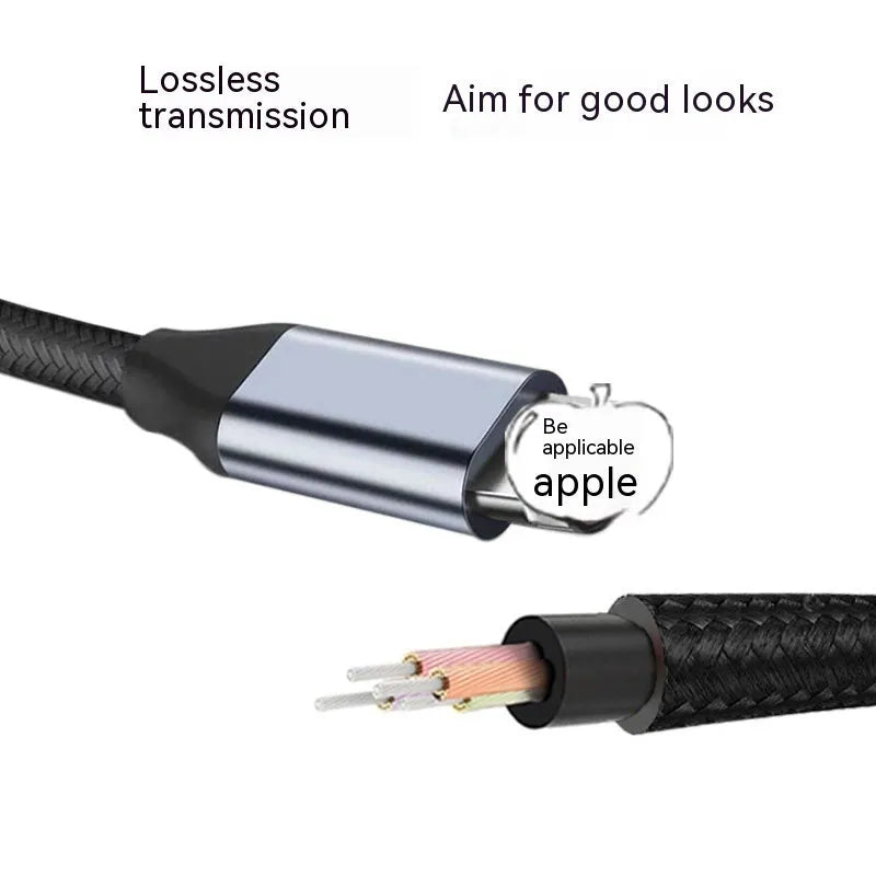 Black braided Lightning to 3.5mm male AUX audio adapter cable in 50cm, 100cm and 150cm lengths