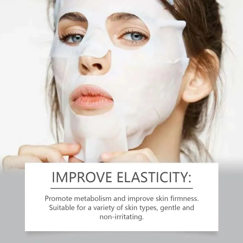 Bio collagen overnight facial mask set, 12x18cm moisturising sheet mask with facial cleansing device
