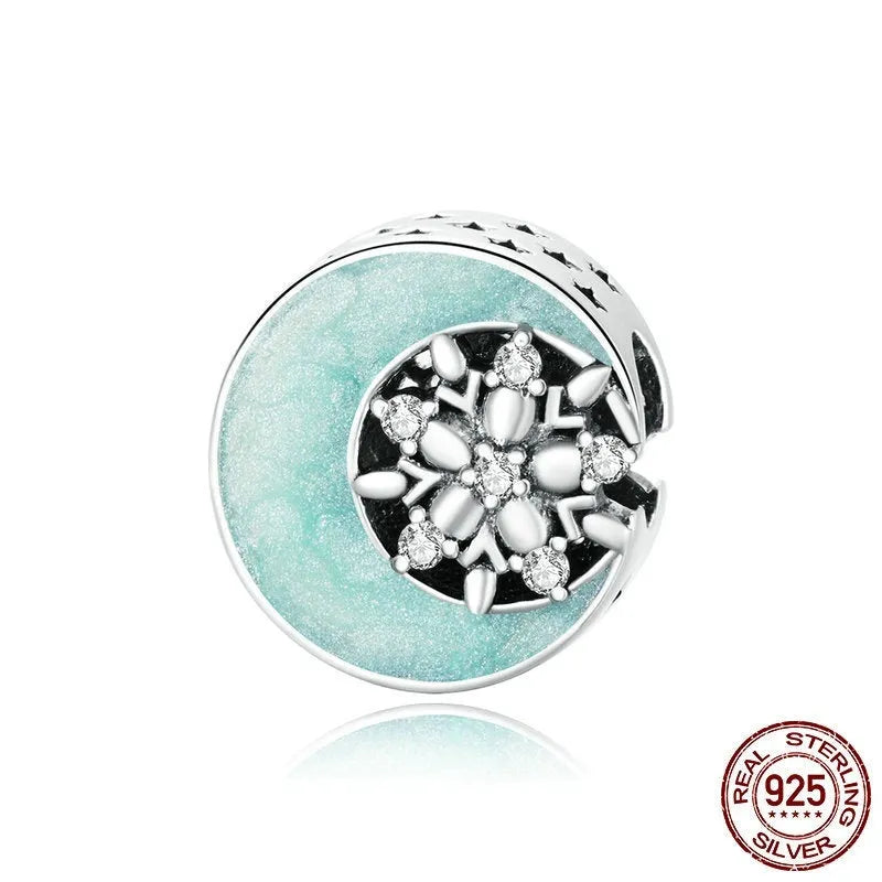 S925 sterling silver Snow Moon Night bead in colour SCC1653 with electroplated finish for bracelet making