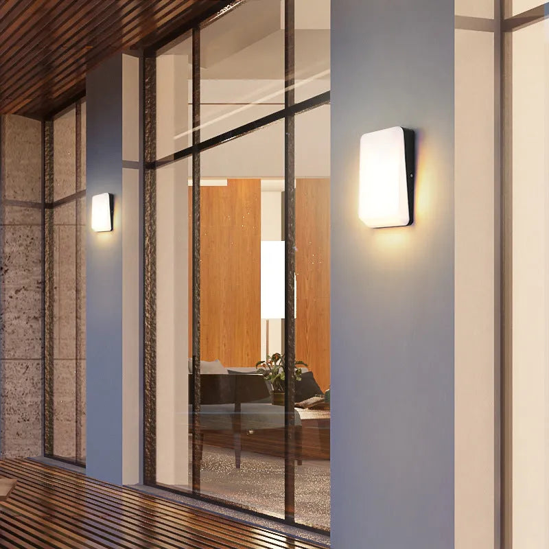 Waterproof LED wall lamp with aluminum shell, 15W warm light, 220x80x75mm, for balcony and stair outdoor lighting