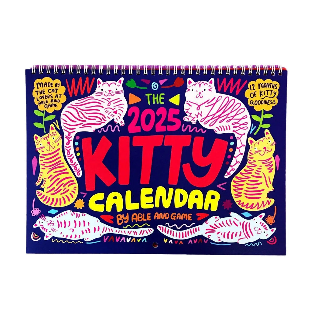 A2 size cat-themed wall calendar with monthly feline artwork on 200gsm paper