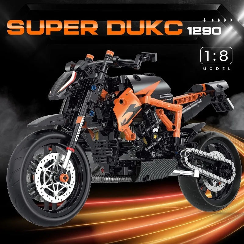 1:8 H2R motorcycle building blocks toy model made from small-particle plastic in a colour box for teenagers aged 7-14