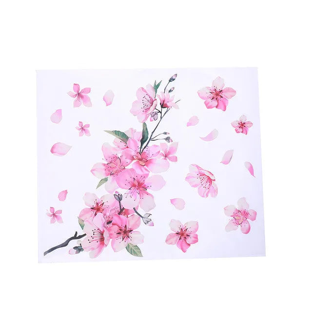 Cherry blossom pattern car sticker on vehicle surface showing two size options