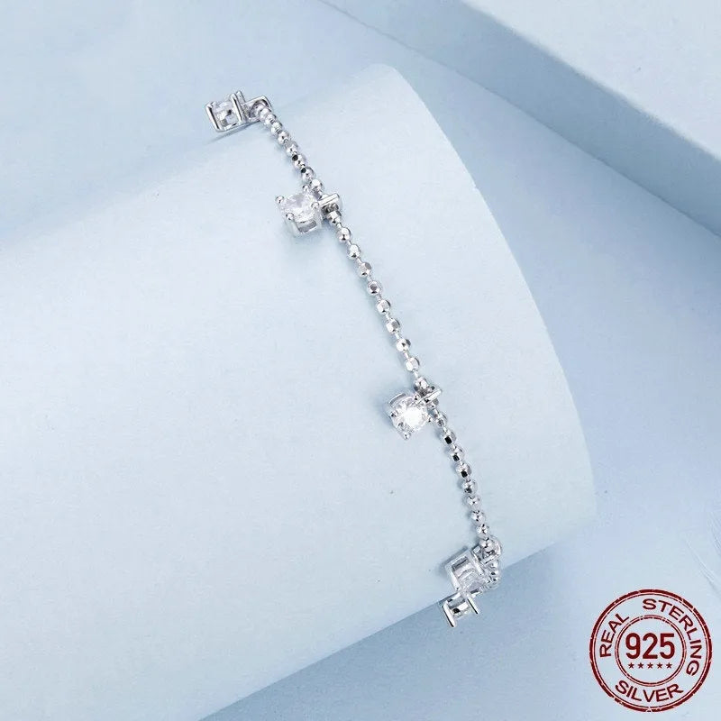 S925 sterling silver round beads bracelet for women electroplated finish colour BSB156