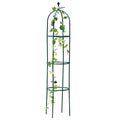 Dark green wrought iron plant climbing frame with lattice design measuring 188x40 cm
