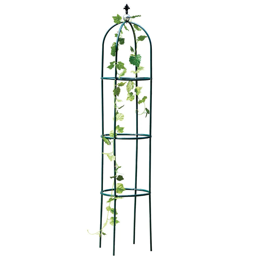 Dark green wrought iron plant climbing frame with lattice design measuring 188x40 cm