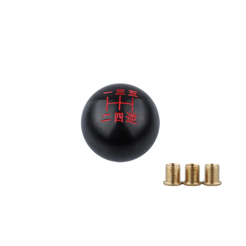 Aluminium alloy round car gear shift head for manual transmission, shown in multiple style finishes