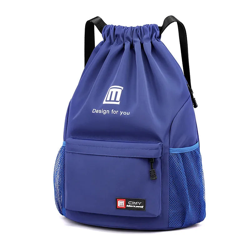 Oxford fabric drawstring backpack in multiple colours with water-repellent properties and internal phone pocket