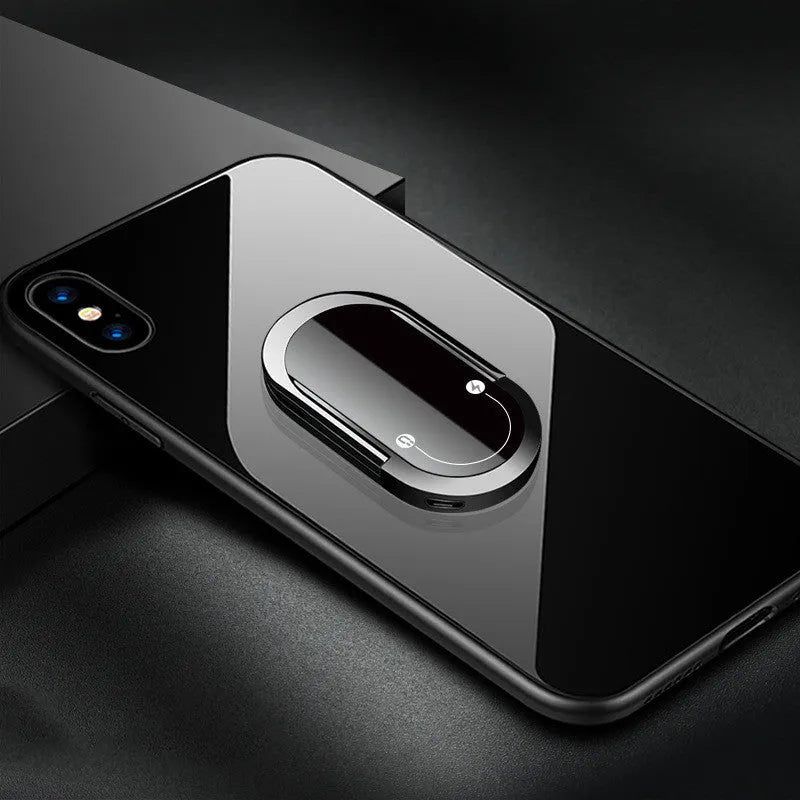 2 in 1 USB plasma lighter and phone holder in aluminium alloy, black ice, with ring buckle and 3M tape