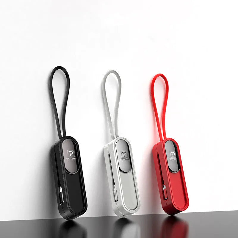 Magnetic three-in-one USB charging cable in 0.4 metre length showing black, white and red colour options