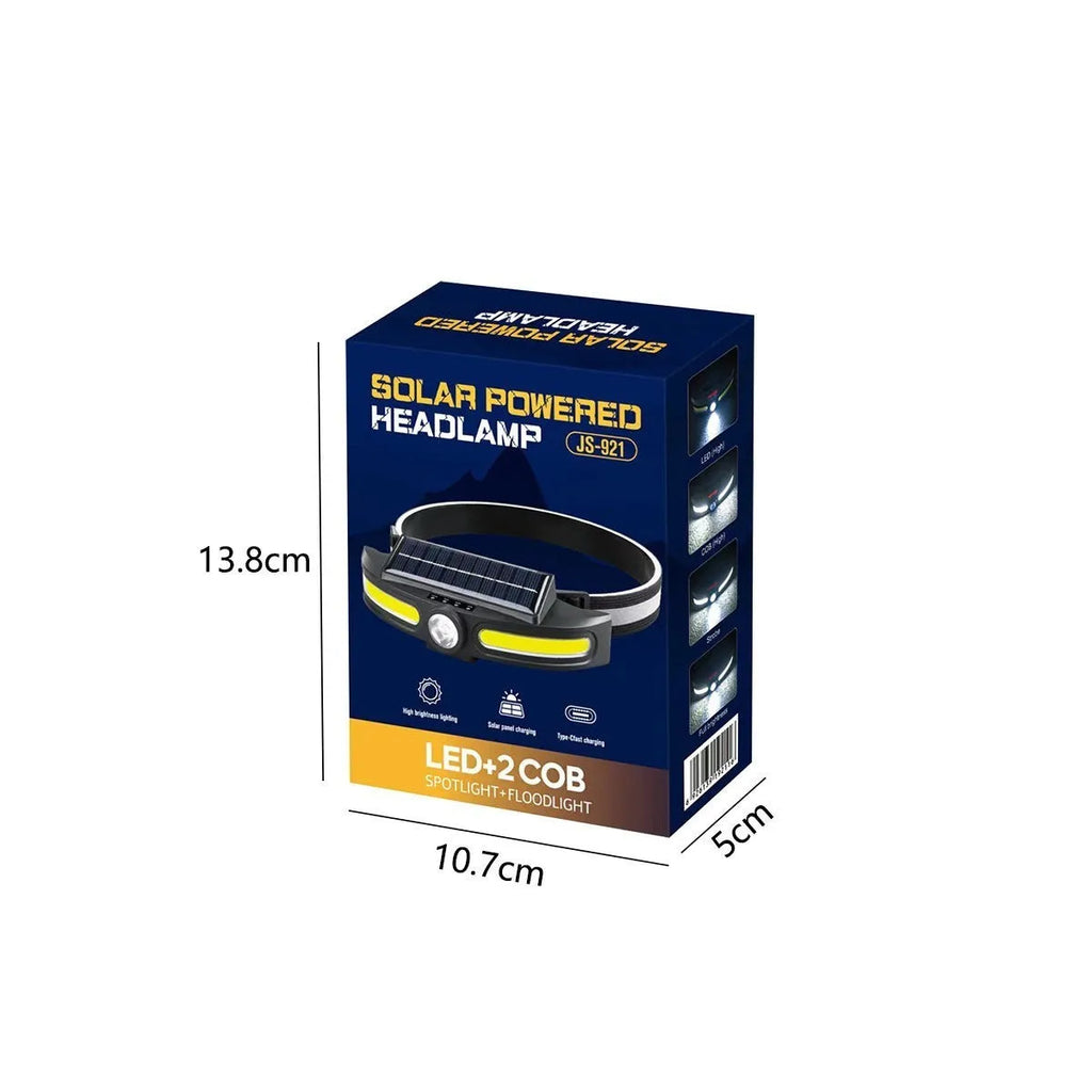 Dual light source fishing headlight outdoor riding headlamp ABS solar rechargeable