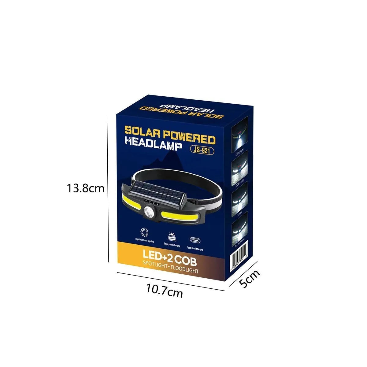 Dual light source fishing headlight outdoor riding headlamp ABS solar rechargeable
