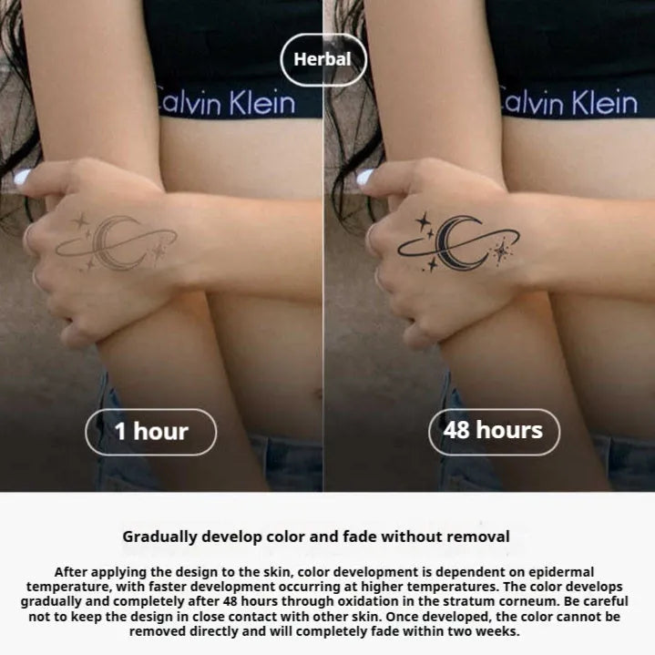Waterproof herbal temporary tattoo sticker with Star Ring Moon design, single pack