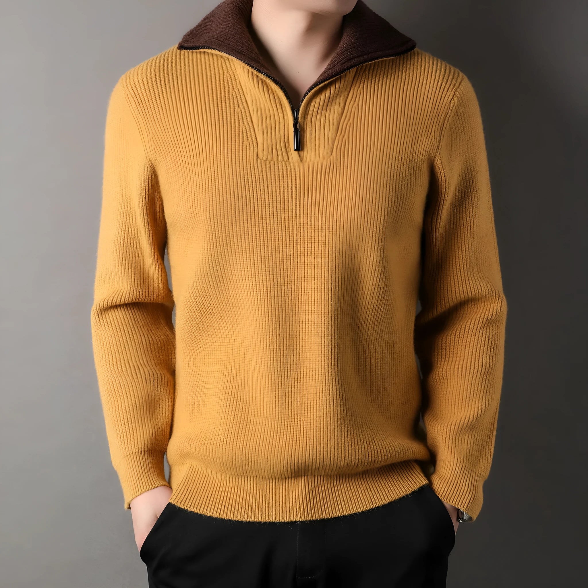 Twisted jacquard lapel sweater cardigan for men loose fit thickening long sleeve autumn leisure wear