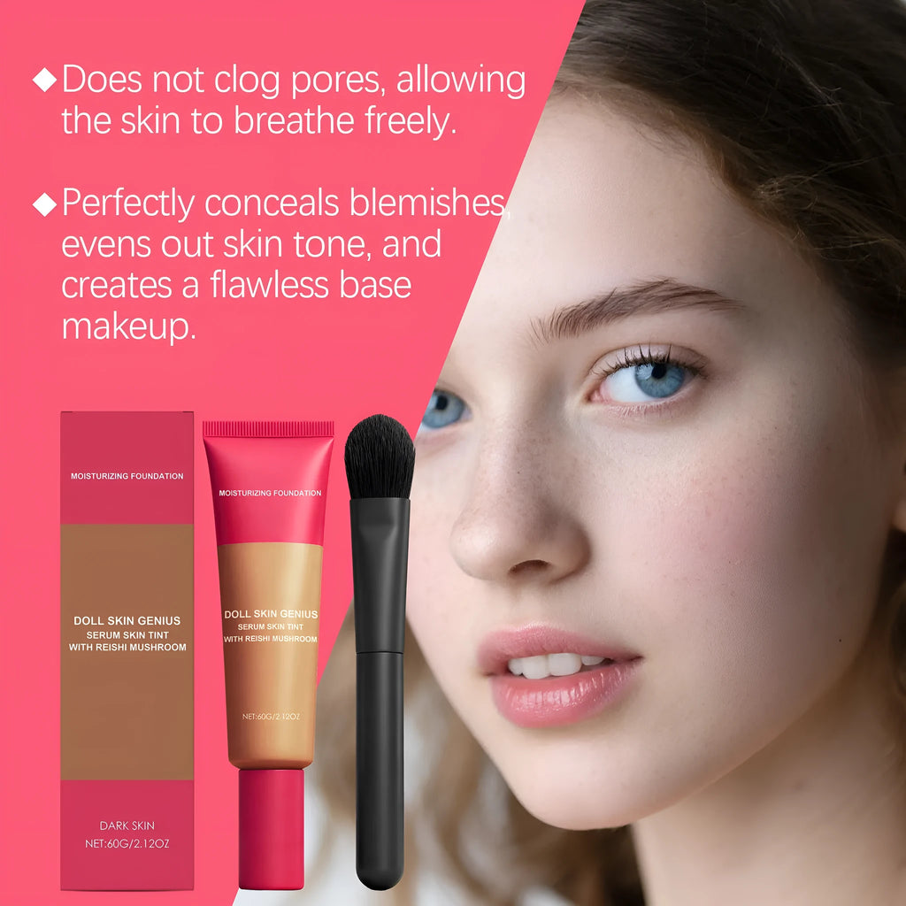 60g light and matte clear foundation cream with brush in deep flesh, ivory white, or natural colour