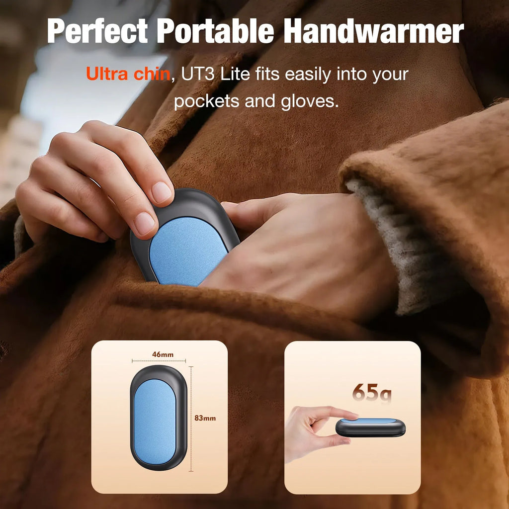 Magnetic split rechargeable mini USB heating pad in black, violet, royal blue, orange, beige, and pink, 7W 5V electric film type.