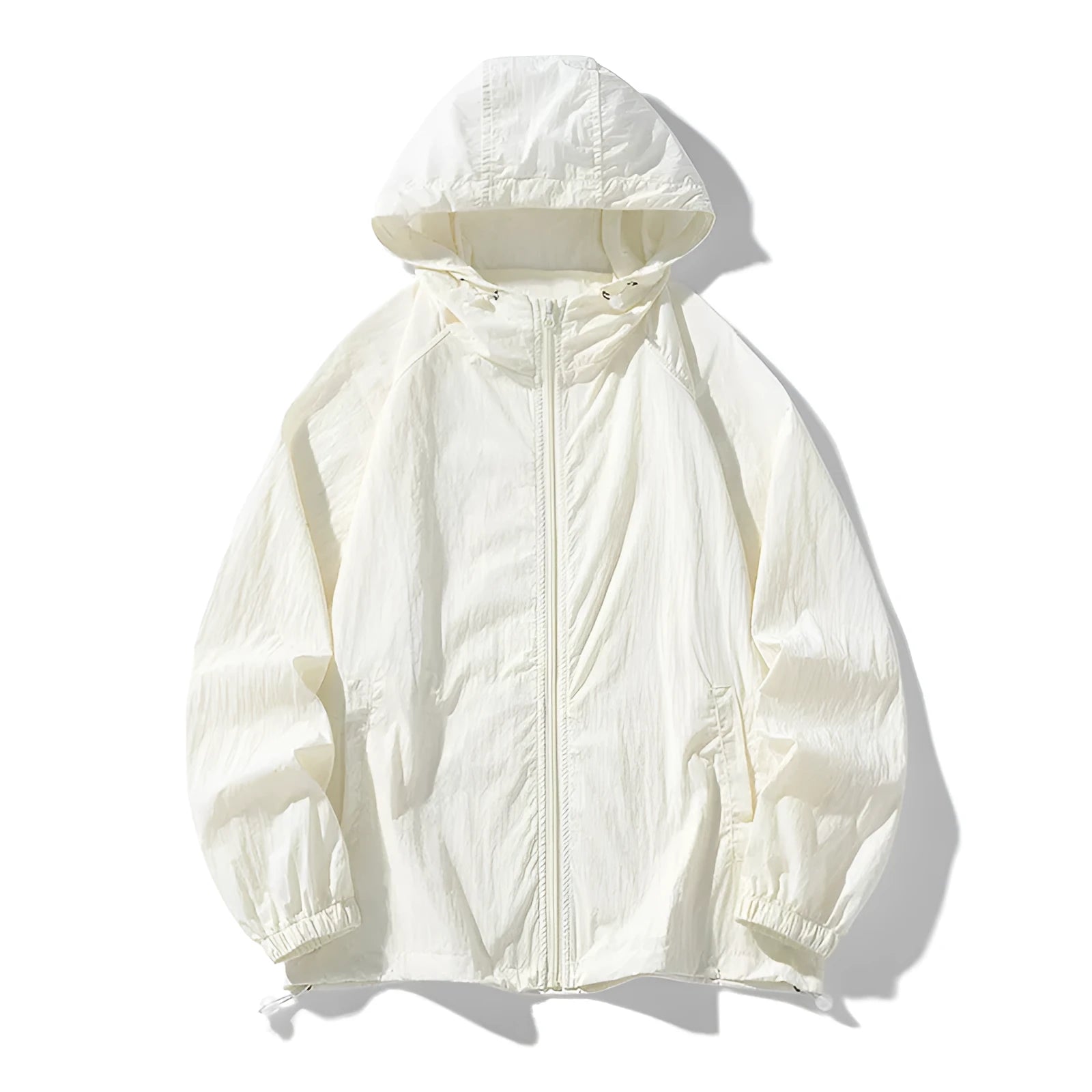 Lightweight nylon outdoor jacket in loose fit available in multiple colours including creamy-white and navy blue