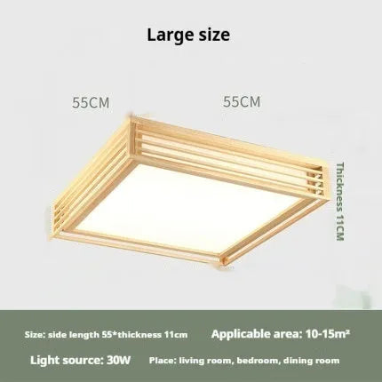 Solid wood ceiling lamp, Nordic wood art light, 35-65cm, 12-40W, 220V, remote dimming