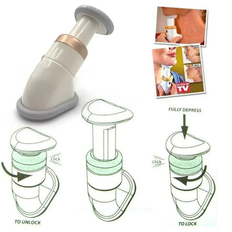 White mini chin massager neck exerciser with 3 resistance springs on white background