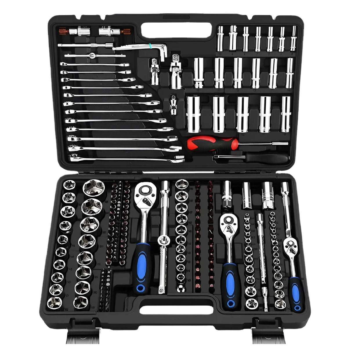 CR-V chromium vanadium steel socket ratchet wrench set for mechanical repair work