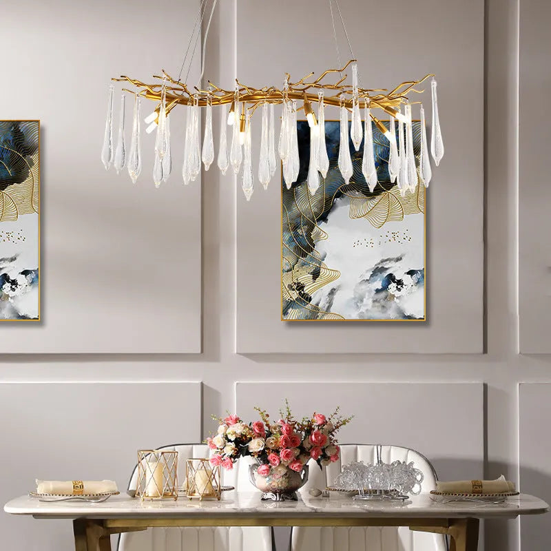 Modern light luxury living room chandelier with upgraded thickened aluminium in round shape