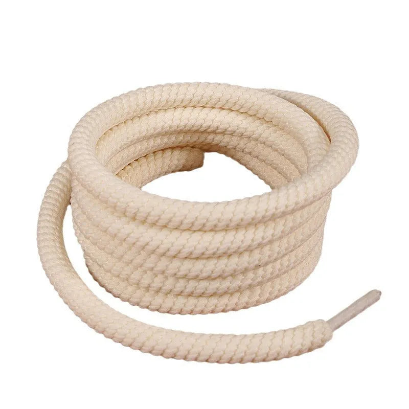 Round woven bread shoe shoelaces in black, white and beige colours with 10mm diameter