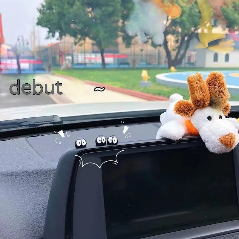 Small black cartoon coal resin decoration for car interior, approx 1cm, with traceless tape.