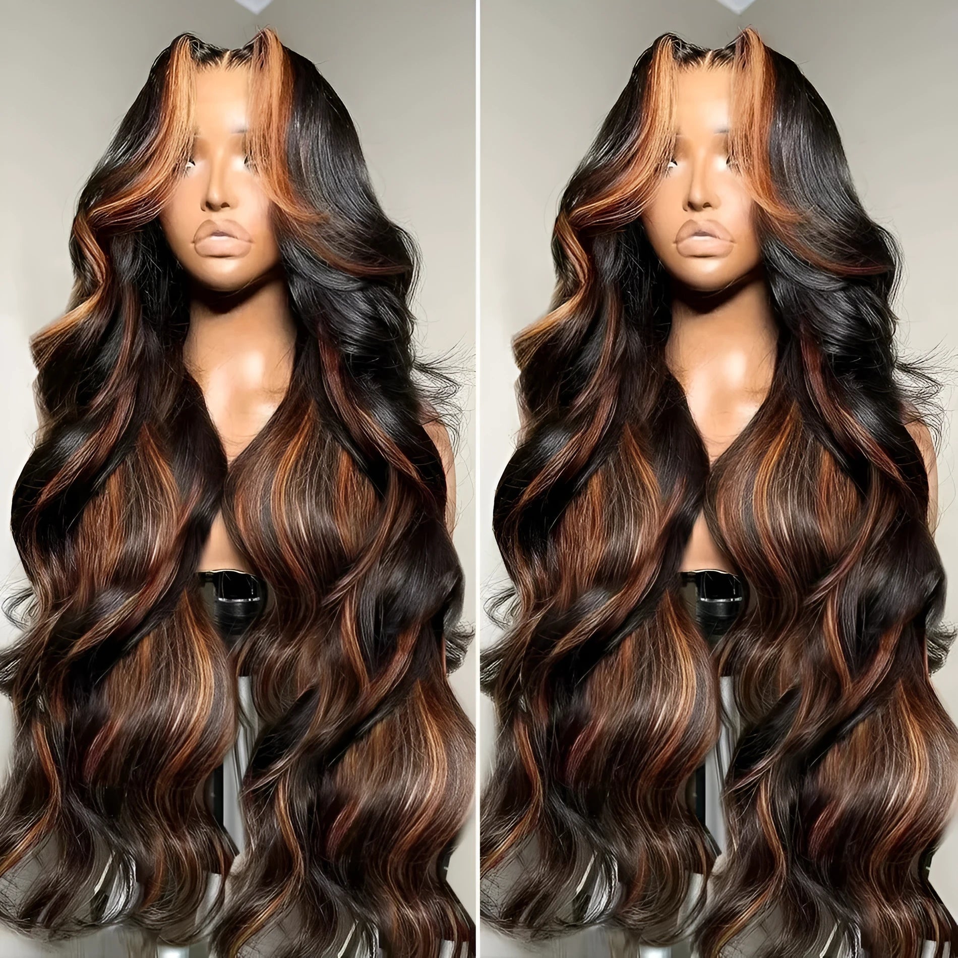 Gradient colour big wave high-temperature fiber wig in brown natural style for any skin colour