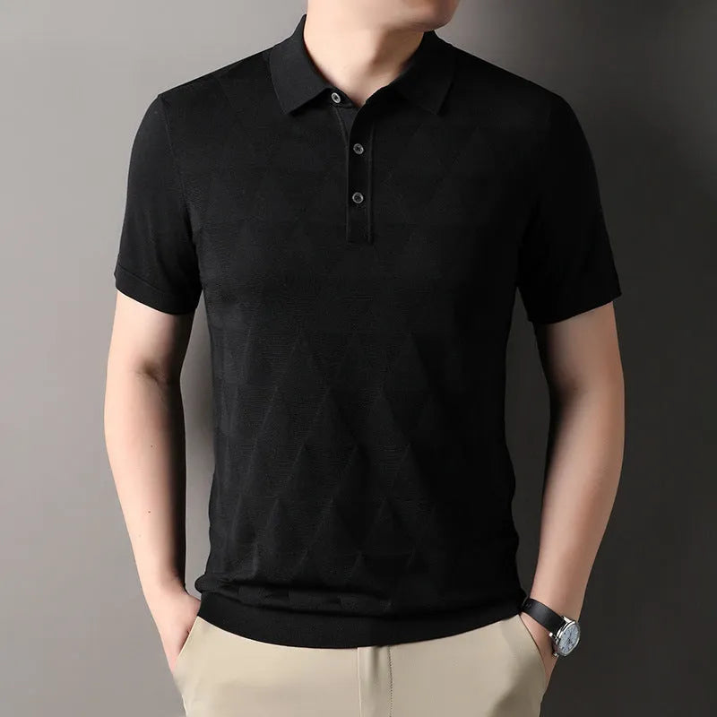 Men's thin Ice Silk short sleeve t-shirt in lyocell fabric, showing colour options and regular fit