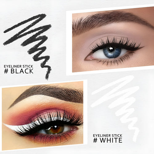 12 piece white and black waterproof eyeliner pencil set with sharpener for multi-use makeup