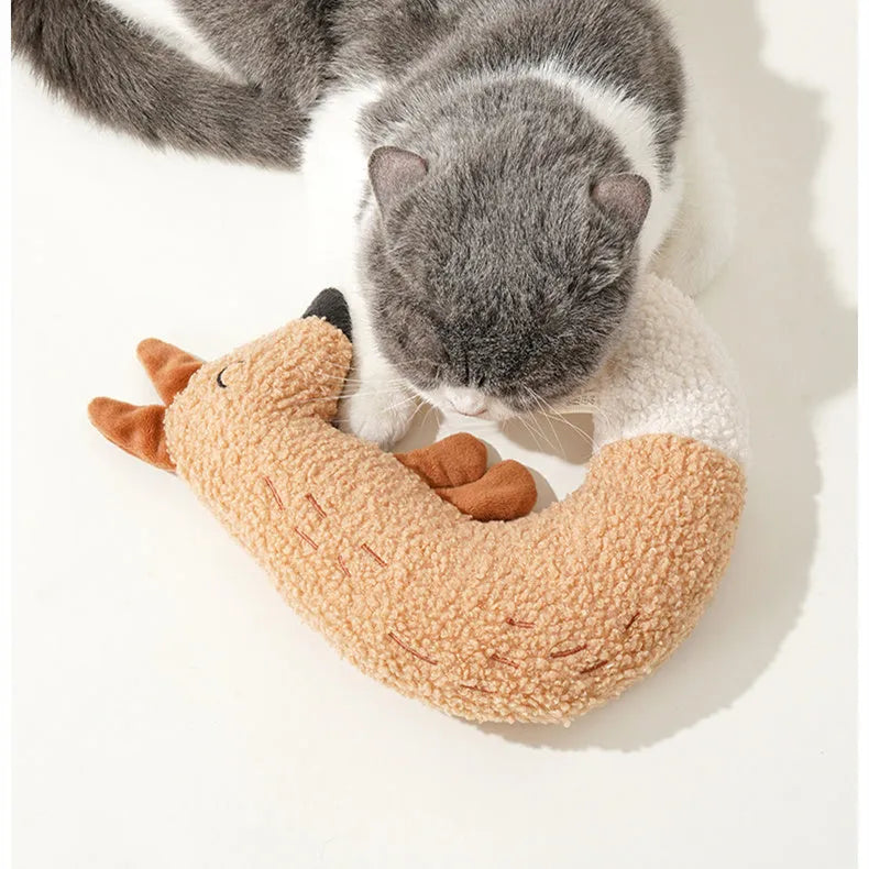 Cartoon dog chew toy in fox or duckling design with crinkle sound feature