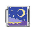 Stainless steel square link charm 1x0.9cm with Totem pattern, dripping oil finish and moon or planet colour option