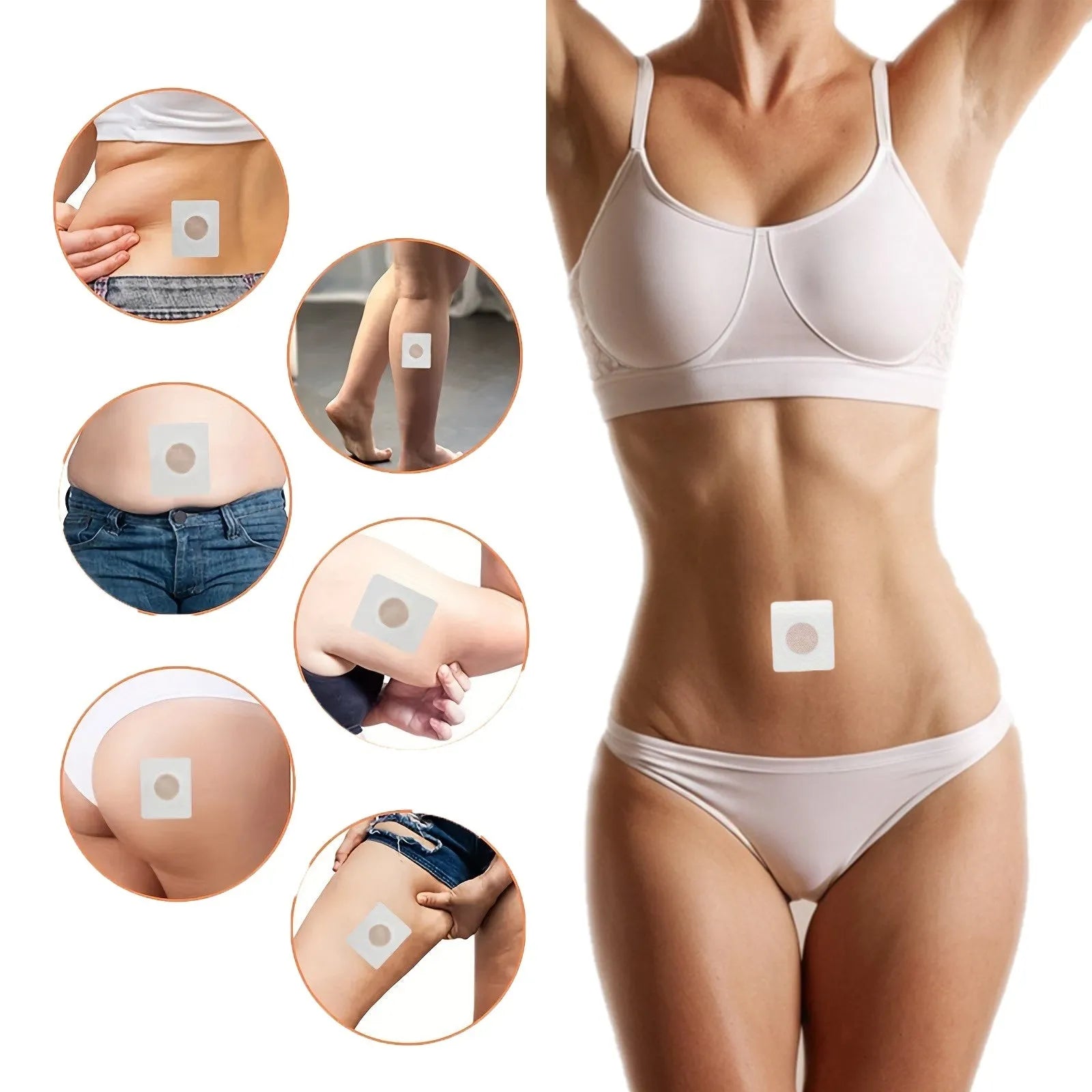 Navel belly button slimming patch in traditional Chinese medicine style with paper and gauze construction for night use