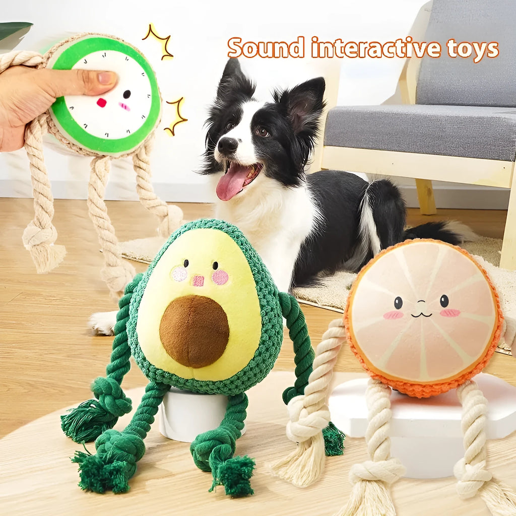 Green 14cm interactive plush dog toy with sound and bendable bite-resistant shape for big dogs