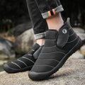 Men's thick cotton snow boots in black with a non-slip rubber sole and plush lining.