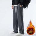 Men's double-sided polar fleece winter trousers with wool lining in Korean loose fit style