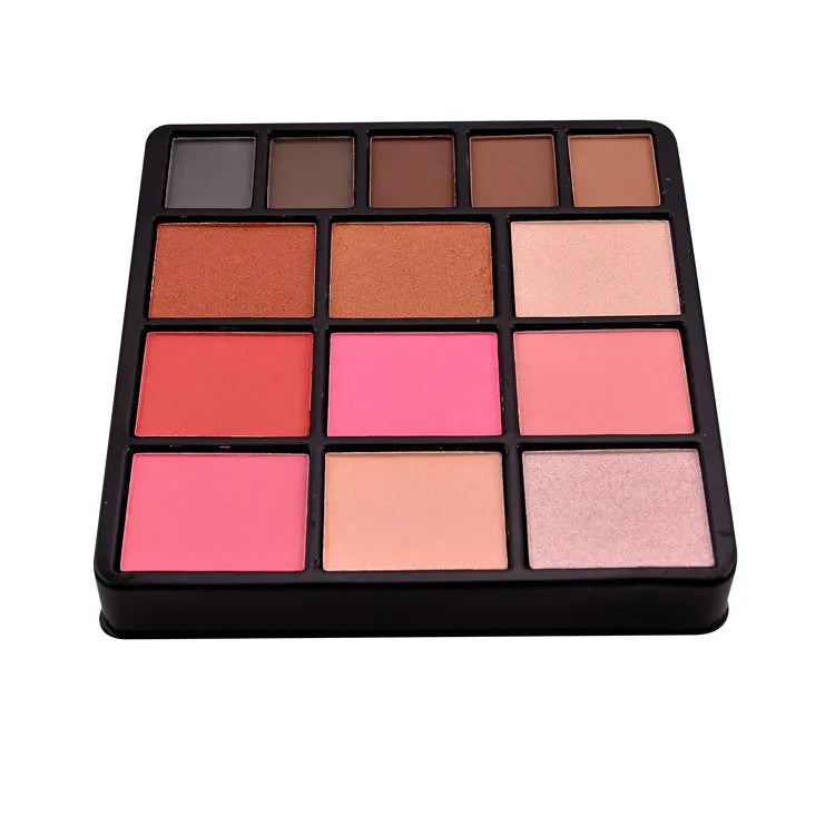 Lip pencil blush combination makeup set with lip gloss, eye shadow, brush, 25x16x15.5cm, GM17290