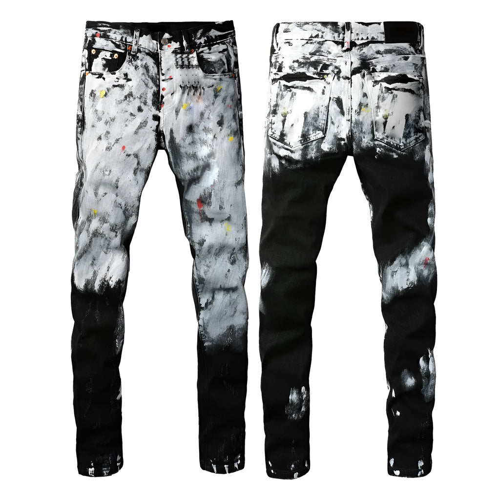 High Street men's black slim fit skinny jeans with button fly and straight leg cut.