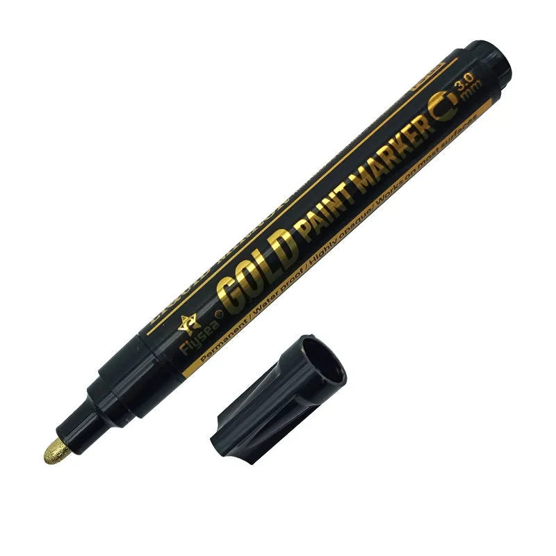Mirror pen reflective paint marker with chrome-plated finish, 3.0mm writing width, plastic shell and 25g weight