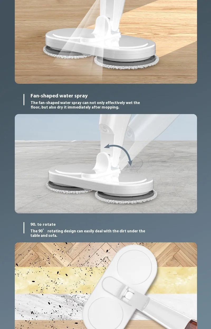 Wireless electric mop cleaning machine with USB charging port and hand wash-free basin system