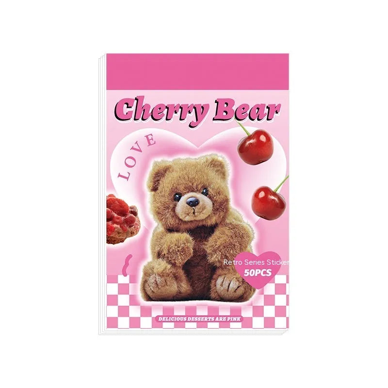 American retro cartoon mini sticker book with 50 sheets measuring 4x6cm in six colour options