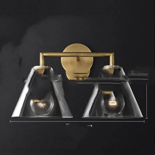 Wrought iron wall lamp with glass shade, E27 holder, gold bronze or black, for bedside or aisle.