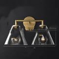 Wrought iron wall lamp with glass shade, E27 holder, gold bronze or black, for bedside or aisle.