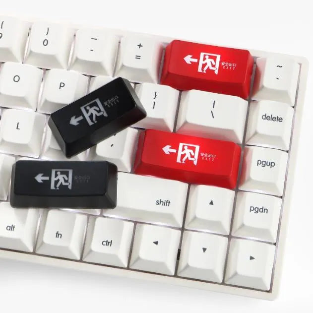 Transparent evacuation exit key cap for mechanical keyboard with RGB backlight compatibility